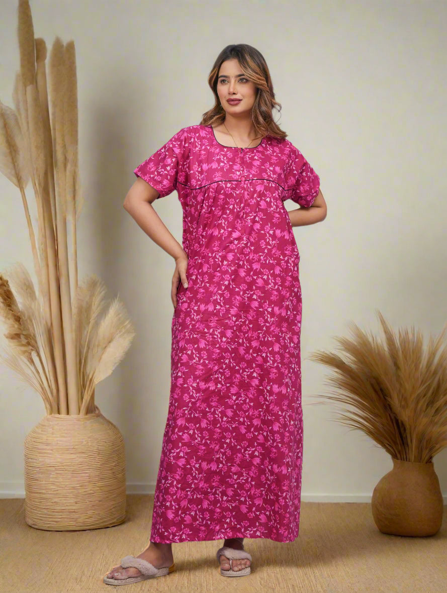 Rajasthani Cotton Nighty – Jaipuri Print Sleep Dress