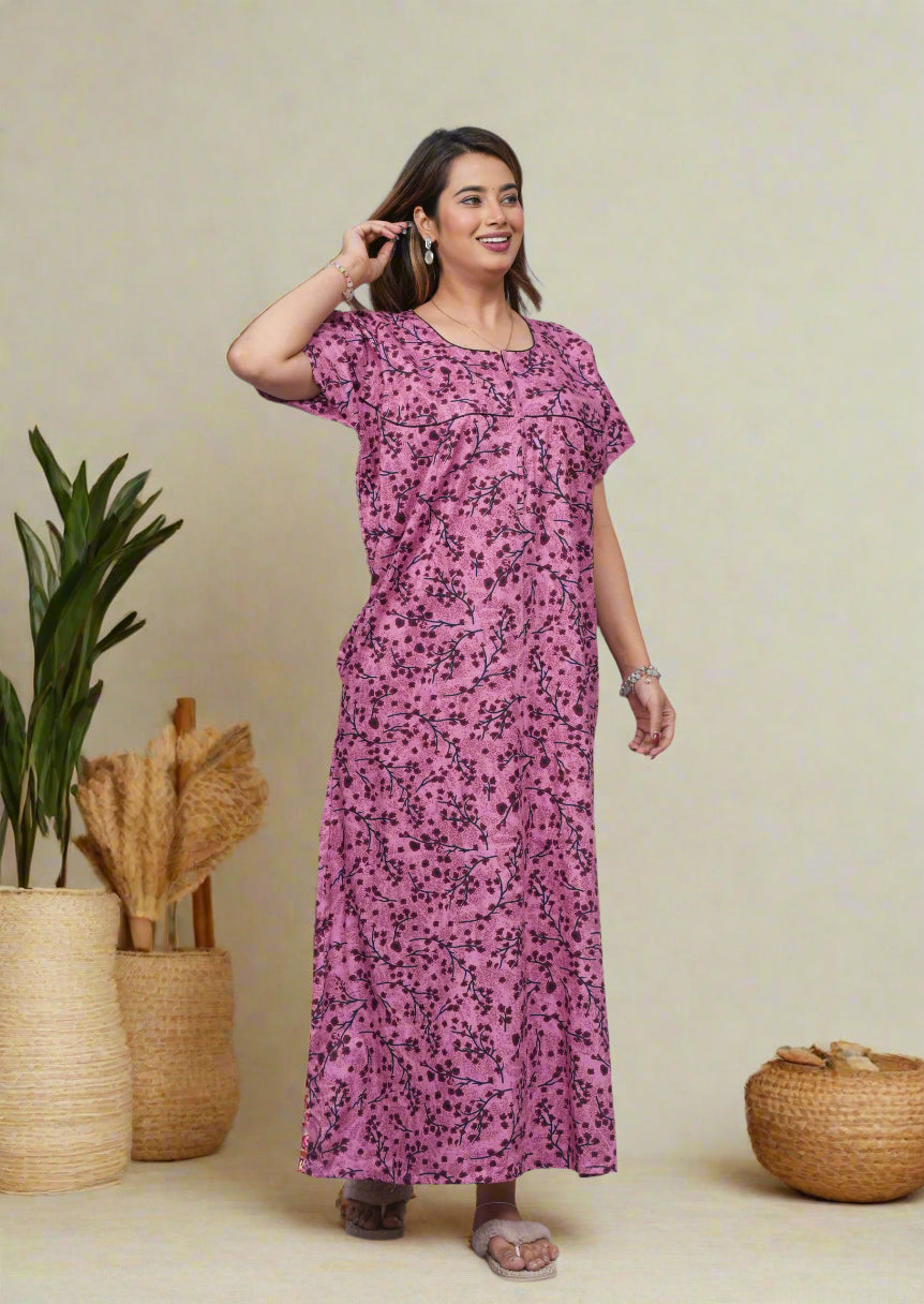 Short Sleeve Cotton Nighty – Relaxed Fit for Summers