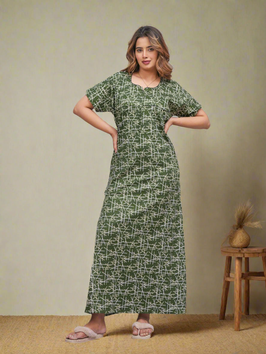 Women’s Floral Cotton Nighty – Elegant & Airy Sleepwear