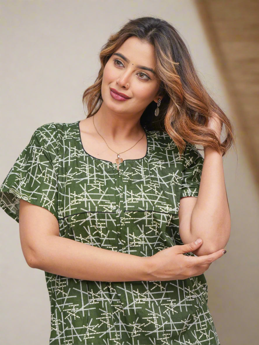 Women’s Floral Cotton Nighty – Elegant & Airy Sleepwear