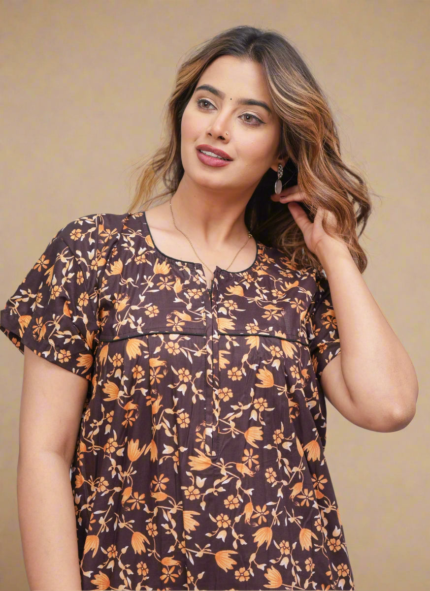 Premium Cotton Printed Nighty – Luxury Comfort