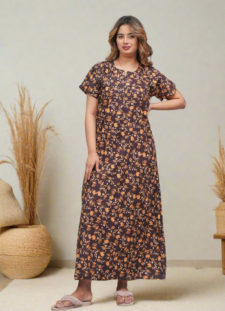 Premium Cotton Printed Nighty – Luxury Comfort