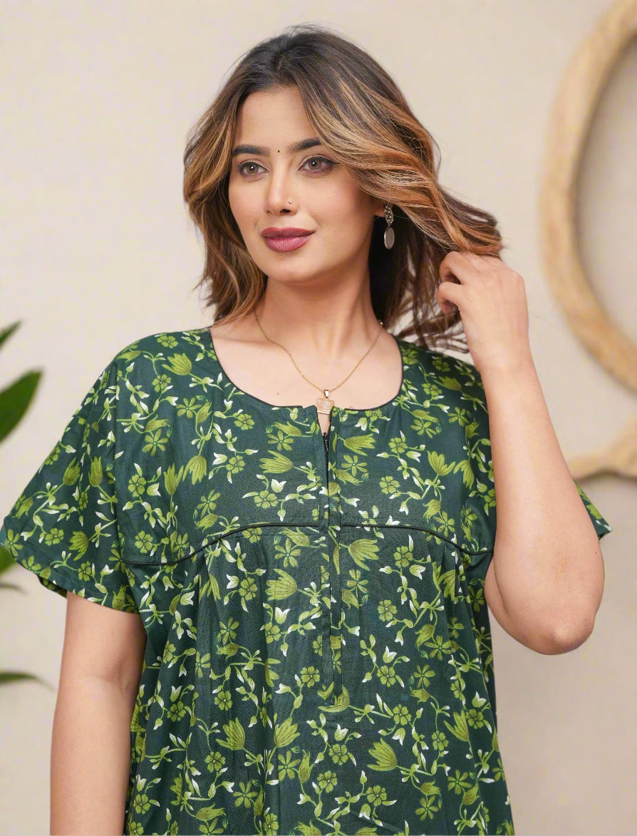South Indian Style Cotton Nighty – Full-Length Traditional