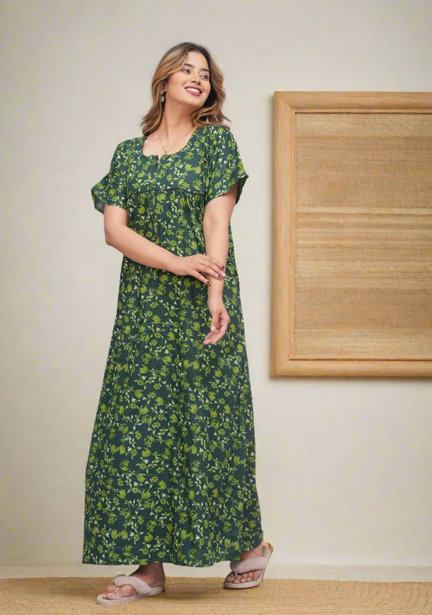 South Indian Style Cotton Nighty – Full-Length Traditional