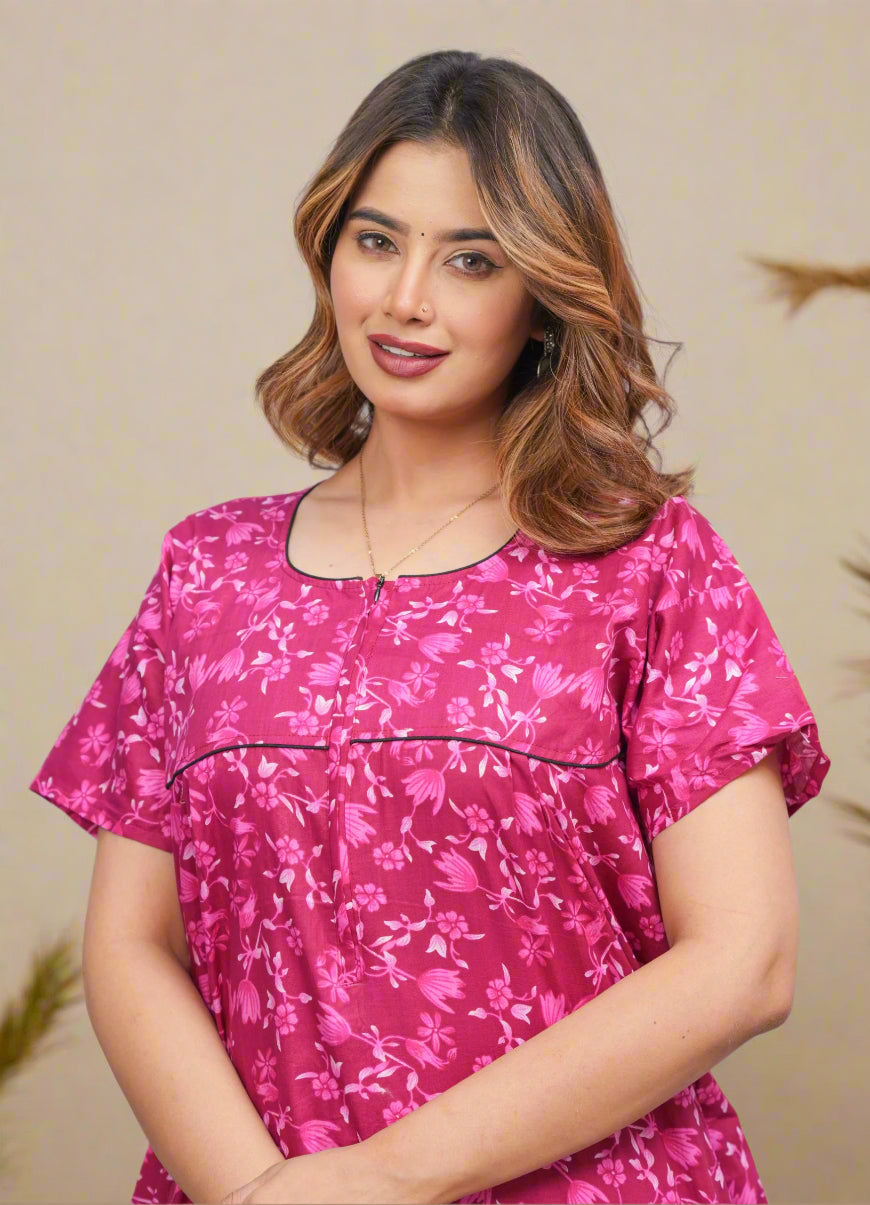 Rajasthani Cotton Nighty – Jaipuri Print Sleep Dress