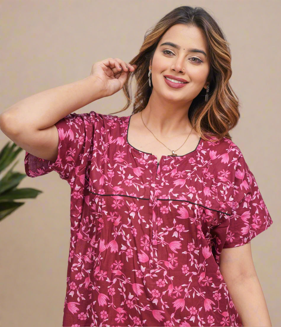 Designer Cotton Nighty for Women – Stylish Homewear