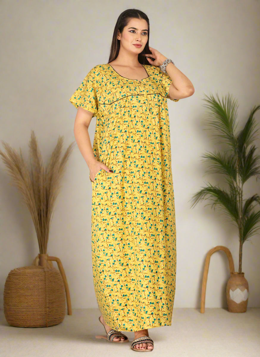 Cotton House Dress for Women – Loose Fit Sleep Gown