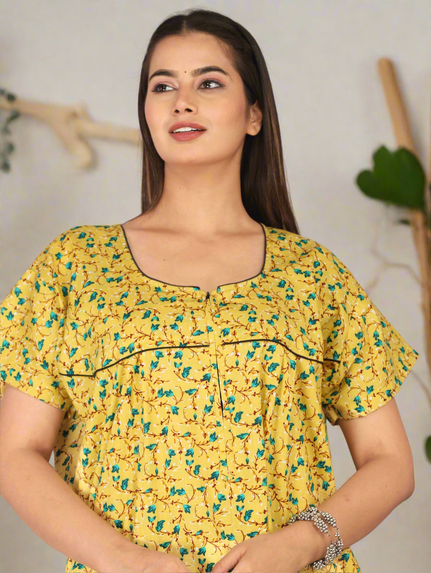 Cotton House Dress for Women – Loose Fit Sleep Gown